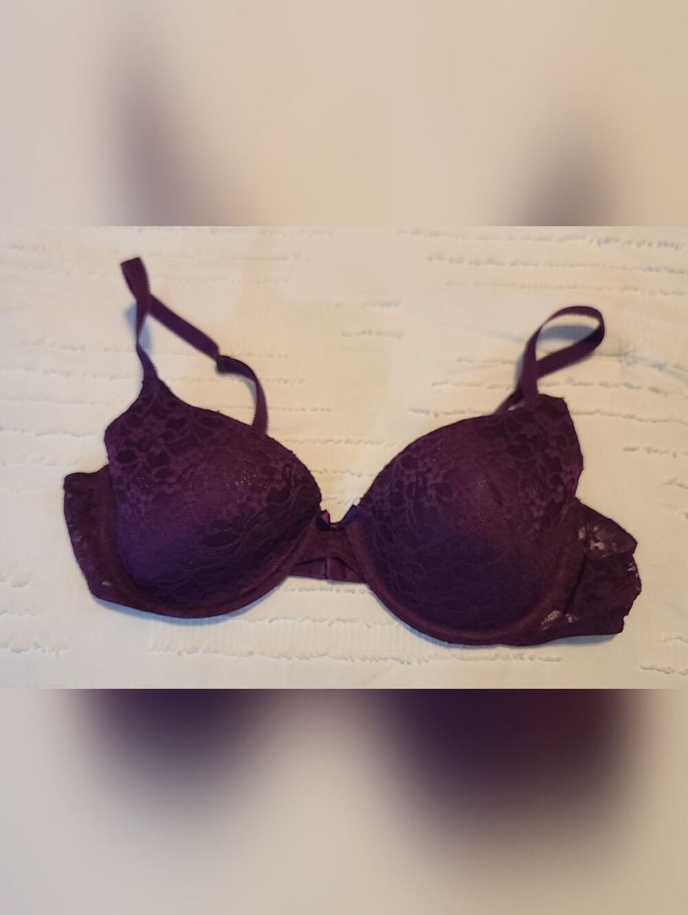 Ambrielle Bra 38B Burgundy Floral Lace Underwire Hook & Eye Adjust Straps
